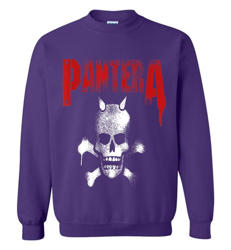 Inktee Store - Pantera Official Horned Skull Stencil Sweatshirt Image