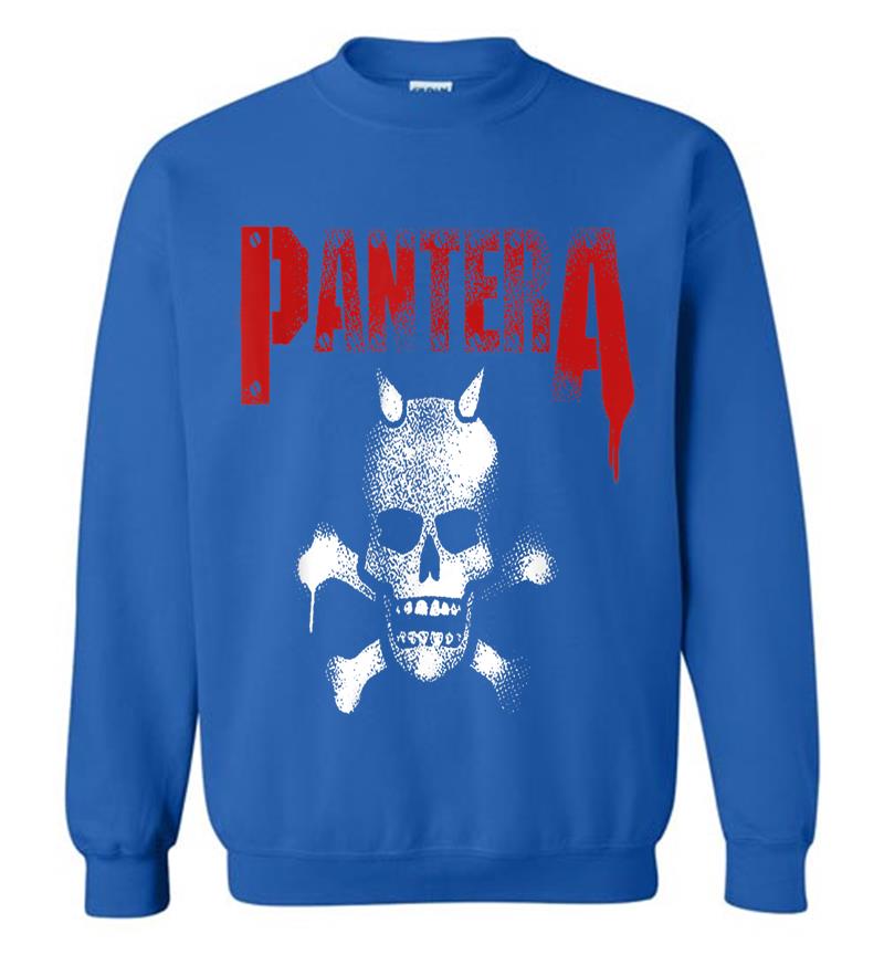 Inktee Store - Pantera Official Horned Skull Stencil Sweatshirt Image