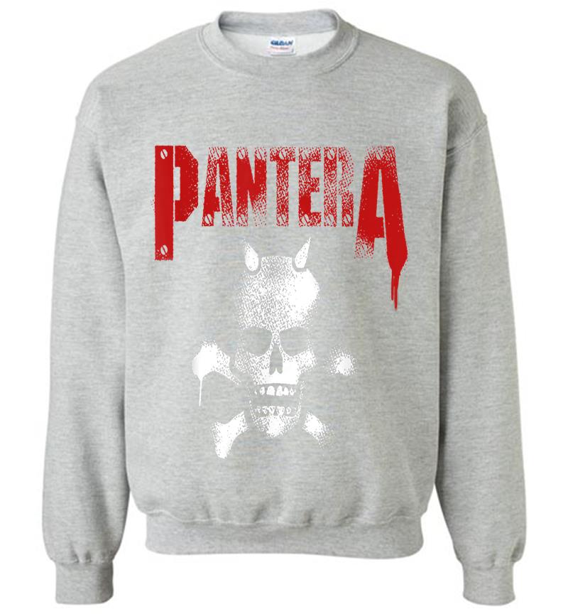 Inktee Store - Pantera Official Horned Skull Stencil Sweatshirt Image