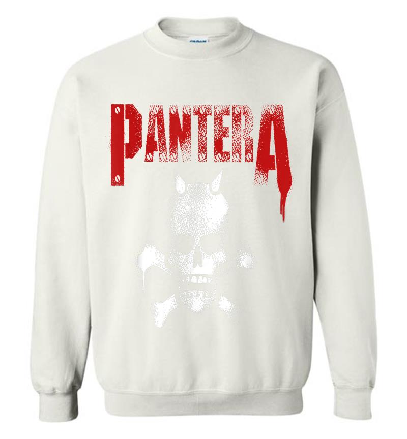 Inktee Store - Pantera Official Horned Skull Stencil Sweatshirt Image