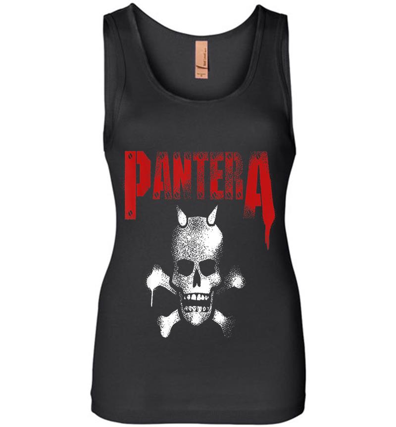 Pantera Official Horned Skull Stencil Womens Jersey Tank Top