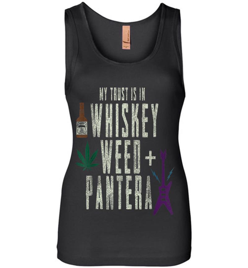 Pantera Official Whiskey, Weed And Pantera Womens Jersey Tank Top