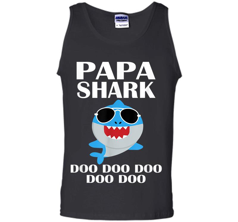 Inktee Store - Papa Shark Doo Doo Doo Funny Papa Valentines Day Mens Tank Top Image