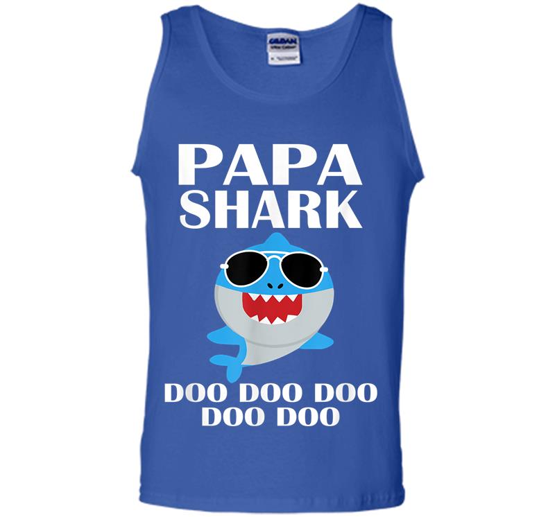Inktee Store - Papa Shark Doo Doo Doo Funny Papa Valentines Day Mens Tank Top Image