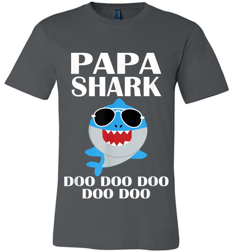 Papa Shark Doo Doo Doo Funny Papa Valentines Day Premium T-Shirt