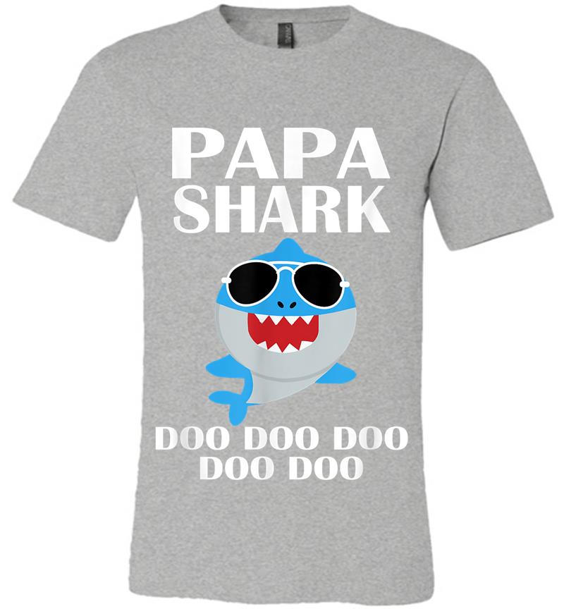 Inktee Store - Papa Shark Doo Doo Doo Funny Papa Valentines Day Premium T-Shirt Image