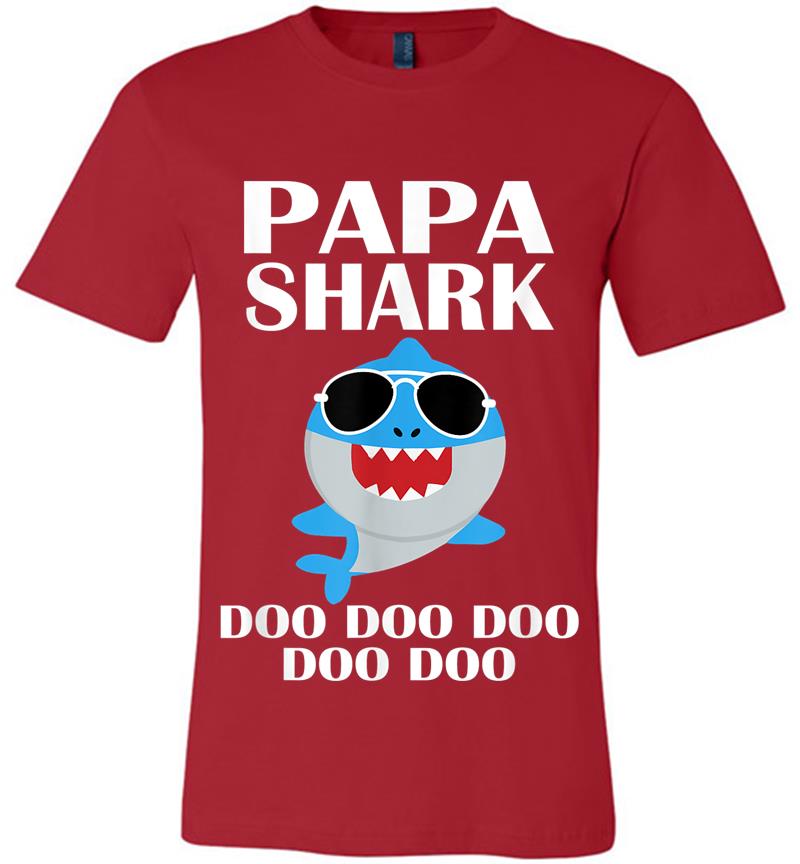 Inktee Store - Papa Shark Doo Doo Doo Funny Papa Valentines Day Premium T-Shirt Image