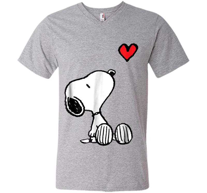 Inktee Store - Peanuts Heart Sitting Snoopy V-Neck T-Shirt Image