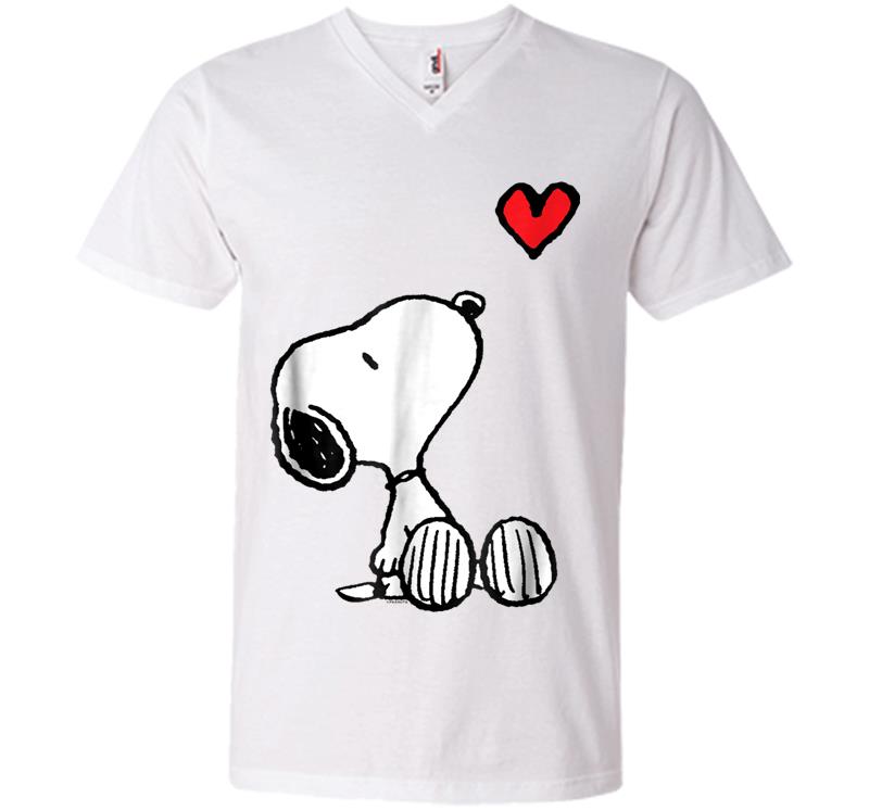 Inktee Store - Peanuts Heart Sitting Snoopy V-Neck T-Shirt Image