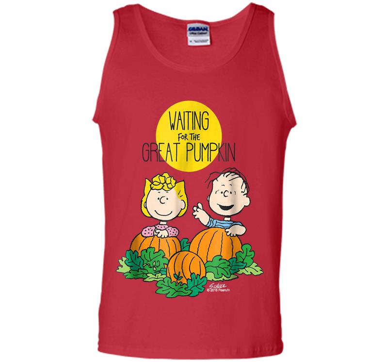 Inktee Store - Peanuts Waiting Great Pumpkin Mens Tank Top Image