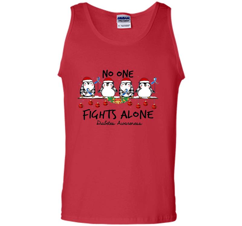 Inktee Store - Penguin Santa No One Fights Alone Christmas Mens Tank Top Image