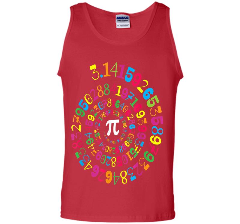 Inktee Store - Pi Spiral Novelty Math Geek 3.14 Pi Day Mens Tank Top Image