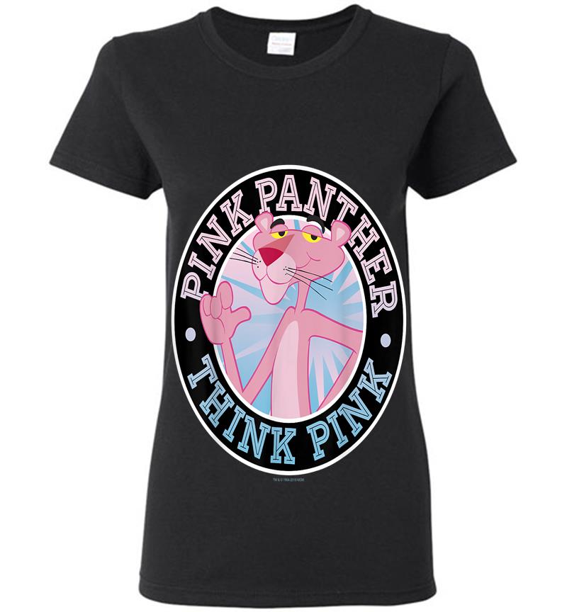 Pink Panther Think Pink Circle Portrait Womens T-Shirt