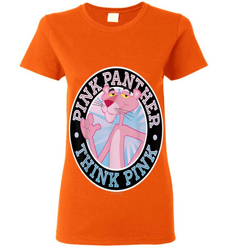Inktee Store - Pink Panther Think Pink Circle Portrait Womens T-Shirt Image