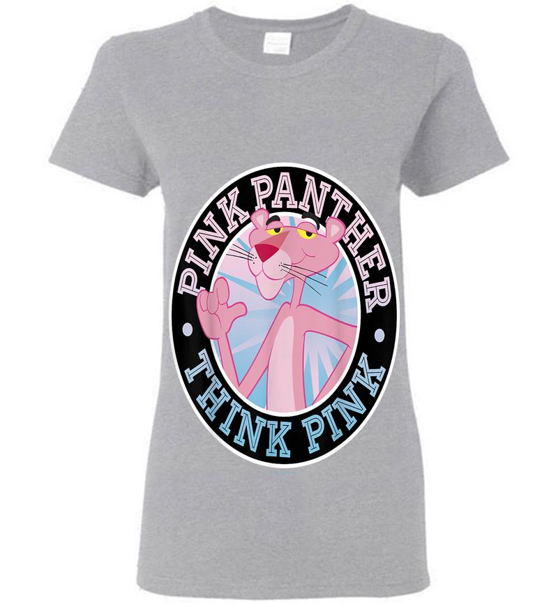 Inktee Store - Pink Panther Think Pink Circle Portrait Womens T-Shirt Image