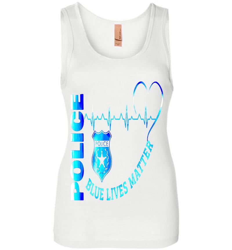 Inktee Store - Police Heartbeat Blue Lives Matter Womens Jersey Tank Top Image