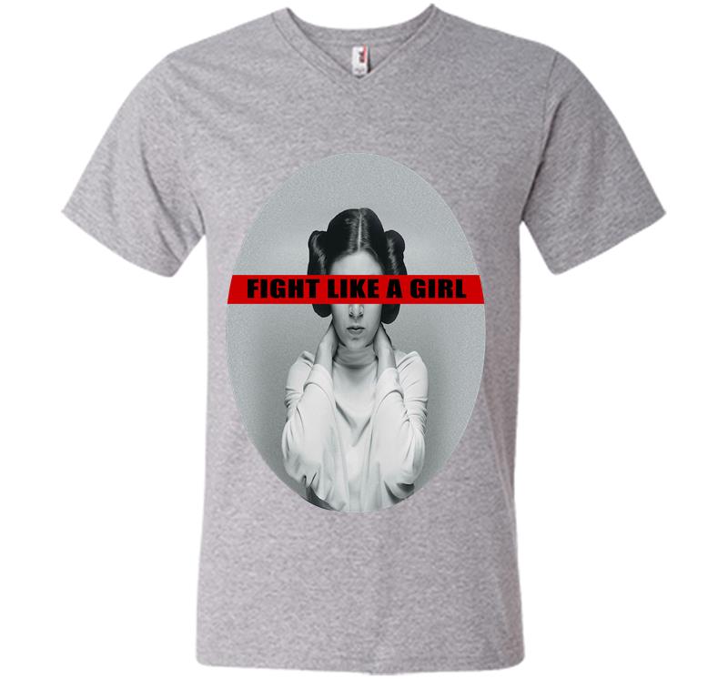 Inktee Store - Princess Leia Star Wars Fight Like A Girl V-Neck T-Shirt Image