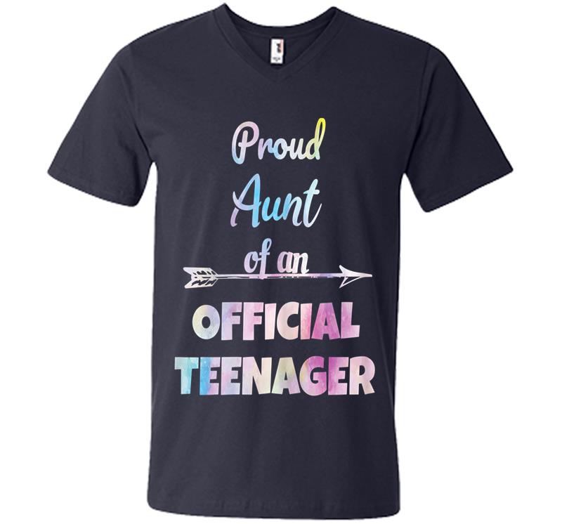 Inktee Store - Proud Aunt Of An Official Nager, 13Th B-Day Party V-Neck T-Shirt Image