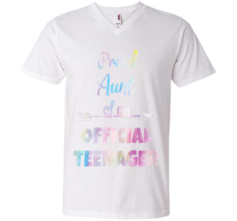Inktee Store - Proud Aunt Of An Official Nager, 13Th B-Day Party V-Neck T-Shirt Image