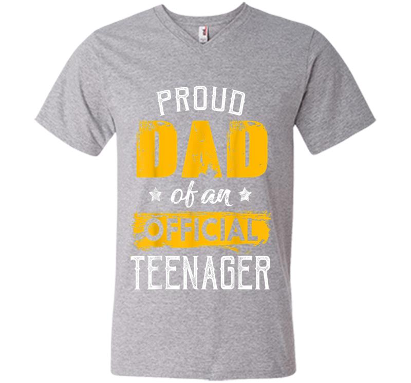Inktee Store - Proud Dad Of An Official Nager For 13Th B-Day Party V-Neck T-Shirt Image