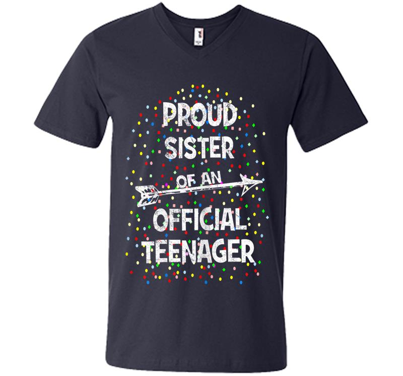Inktee Store - Proud Sister Of An Official Nager, 13Th B-Day Party V-Neck T-Shirt Image