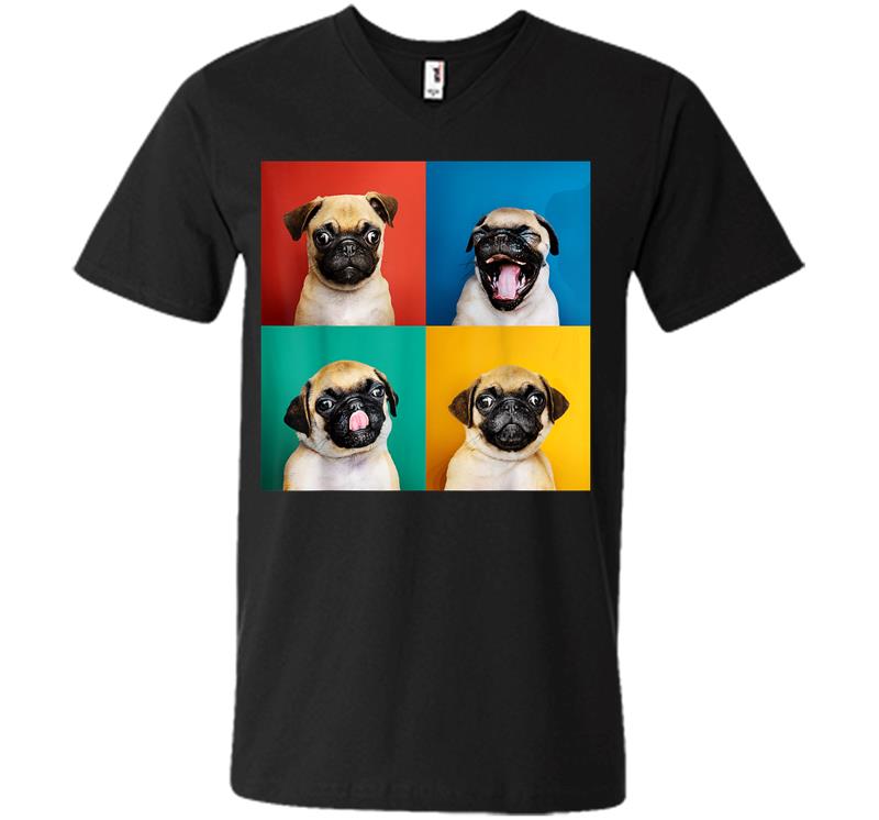 Pug Puppy Portrait Photos Carlino For Dog Lovers V-neck T-shirt