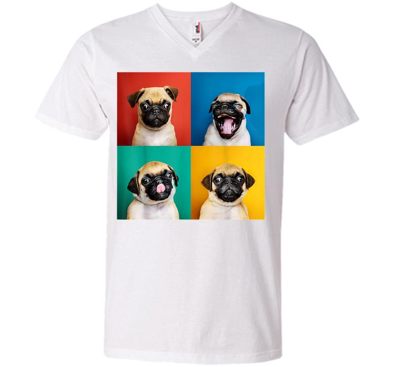 Inktee Store - Pug Puppy Portrait Photos Carlino For Dog Lovers V-Neck T-Shirt Image
