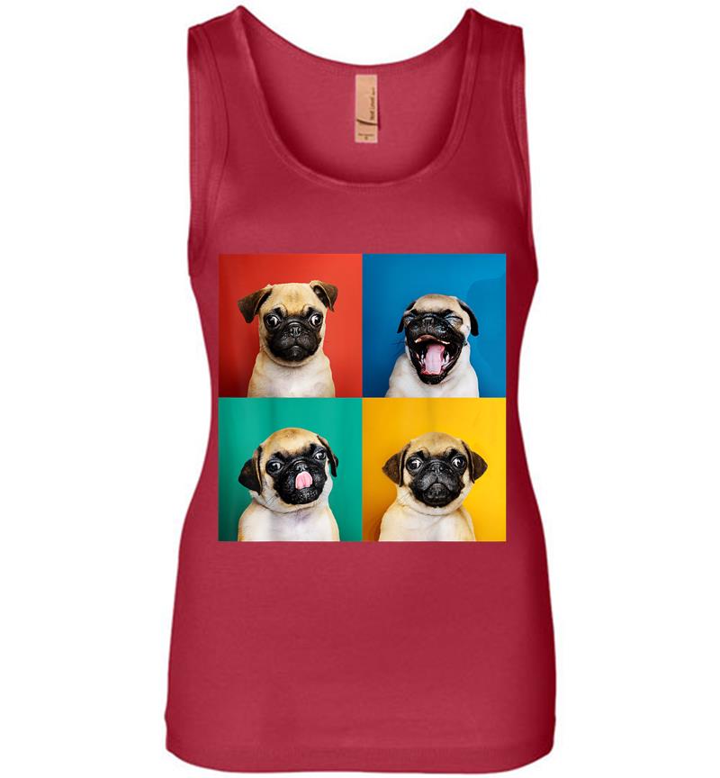 Inktee Store - Pug Puppy Portrait Photos Carlino For Dog Lovers Women Jersey Tank Top Image