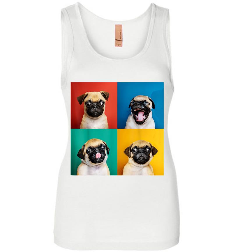 Inktee Store - Pug Puppy Portrait Photos Carlino For Dog Lovers Women Jersey Tank Top Image