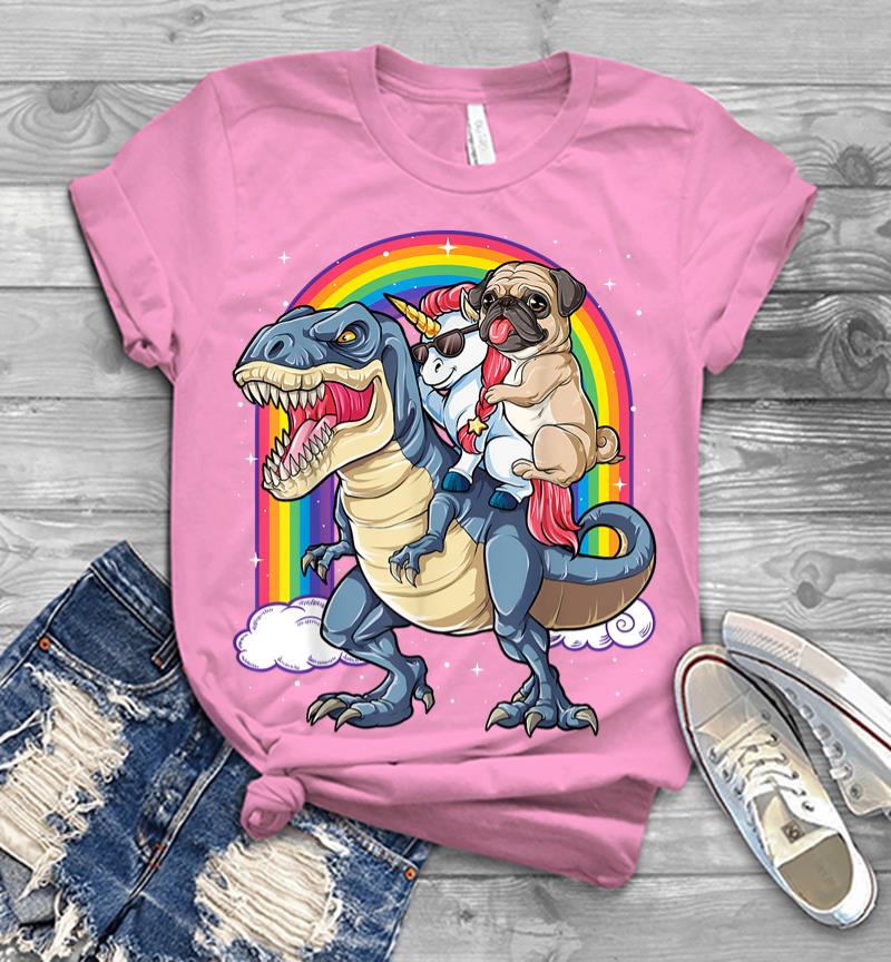 Inktee Store - Pug Unicorn Dinosaur T-Rex Kids Girls Women Rainbow Men T-Shirt Image