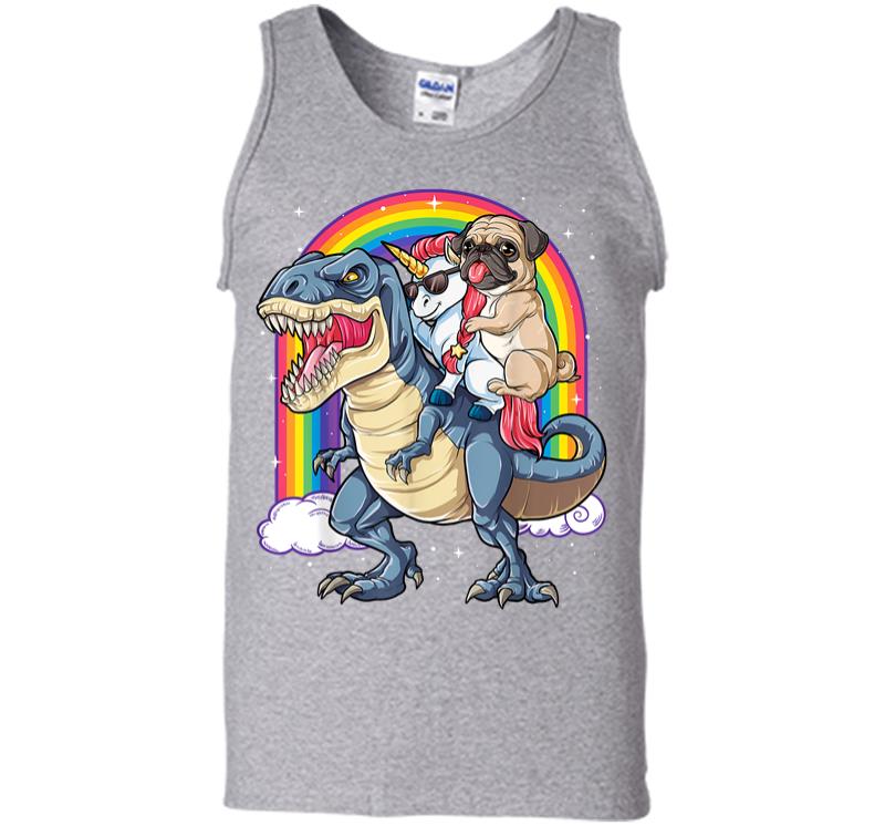 Inktee Store - Pug Unicorn Dinosaur T-Rex Kids Girls Women Rainbow Men Tank Top Image