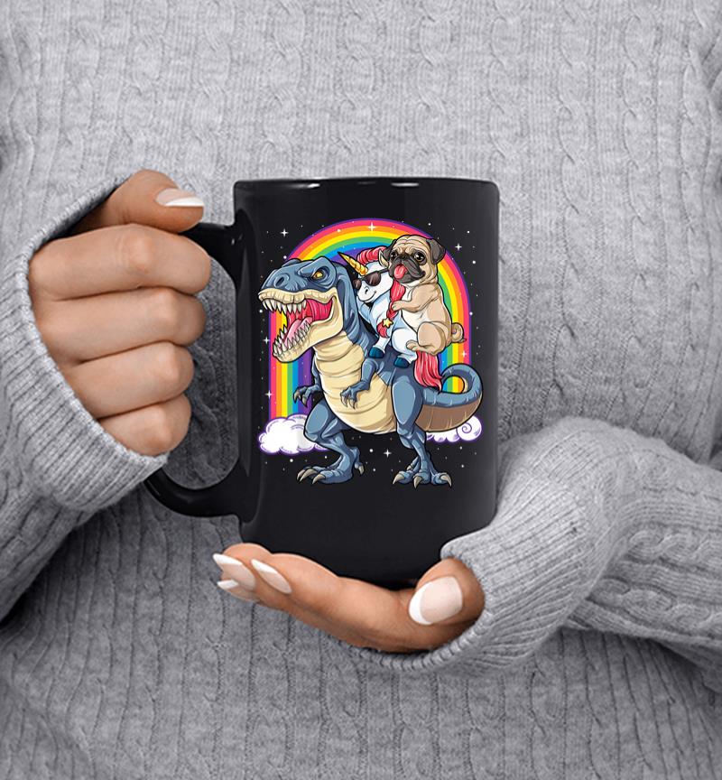 Pug Unicorn Dinosaur T-Rex Kids Girls Women Rainbow Mug