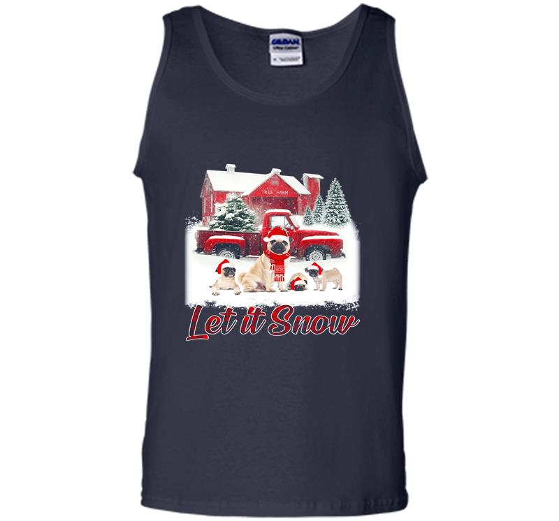 Inktee Store - Pug Dog Let It Snow Christmas Mens Tank Top Image