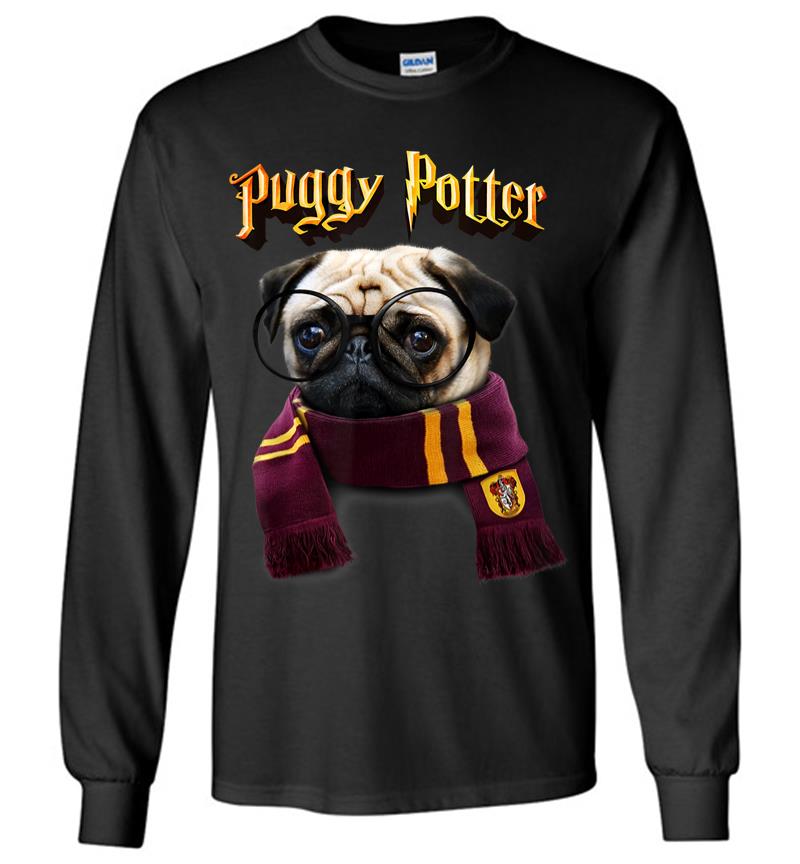 Puggy Potter Magic Wizard Pug Funny Pug Long Sleeve T-shirt