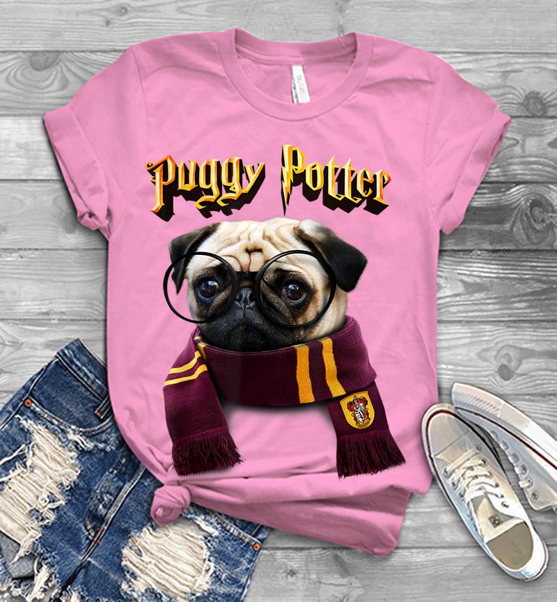 Inktee Store - Puggy Potter Magic Wizard Pug Funny Pug Men T-Shirt Image