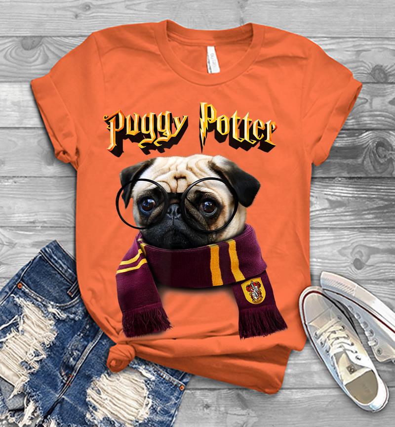 Inktee Store - Puggy Potter Magic Wizard Pug Funny Pug Men T-Shirt Image