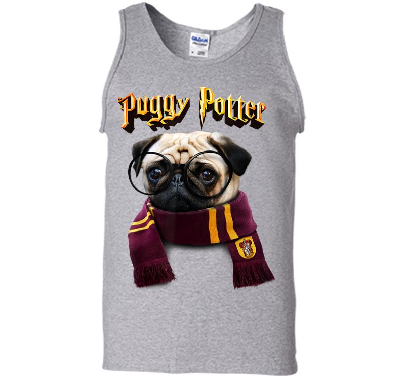 Inktee Store - Puggy Potter Magic Wizard Pug Funny Pug Men Tank Top Image
