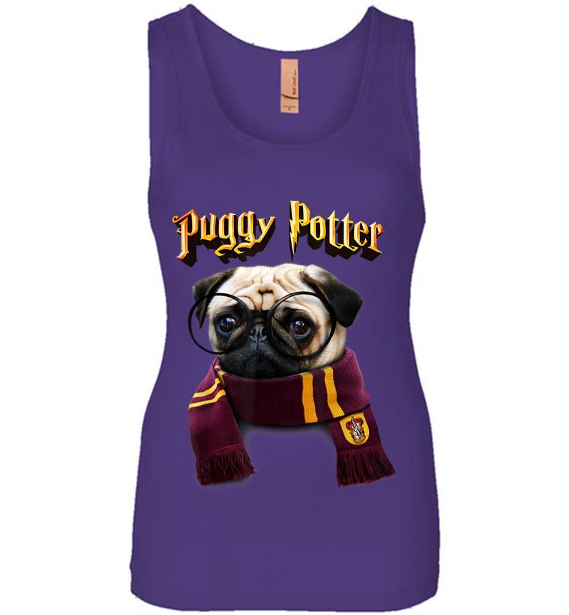 Inktee Store - Puggy Potter Magic Wizard Pug Funny Pug Women Jersey Tank Top Image