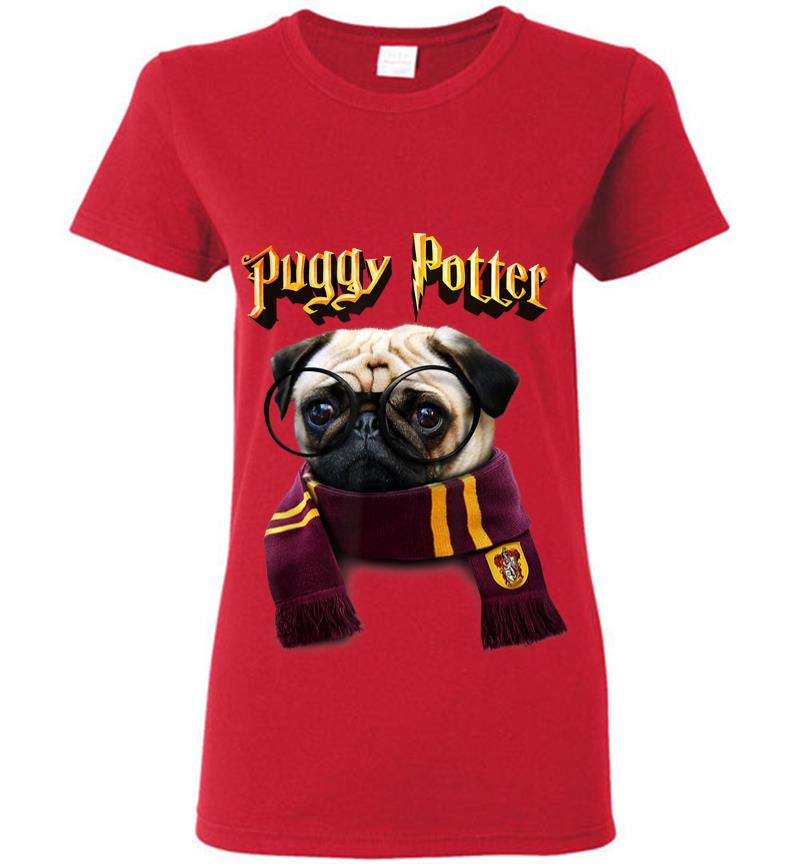 Inktee Store - Puggy Potter Magic Wizard Pug Funny Pug Women T-Shirt Image