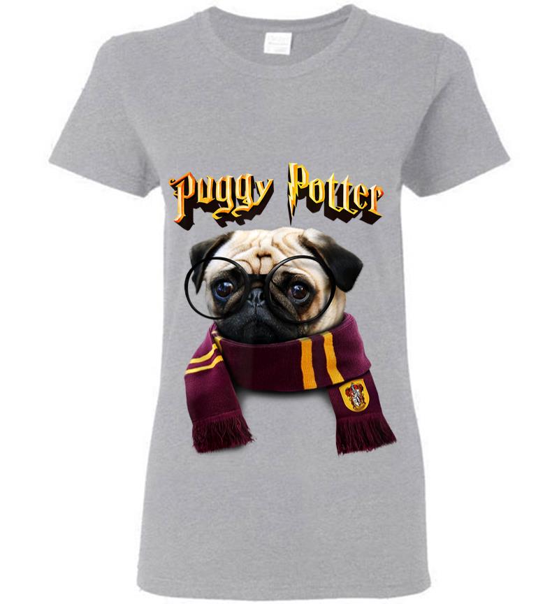 Inktee Store - Puggy Potter Magic Wizard Pug Funny Pug Women T-Shirt Image