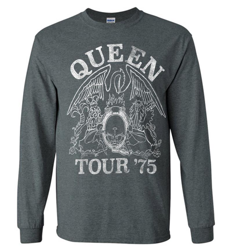 Inktee Store - Queen Official Tour 75 Crest Logo Long Sleeve T-Shirt Image