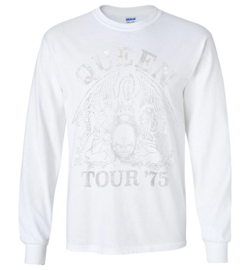 Inktee Store - Queen Official Tour 75 Crest Logo Long Sleeve T-Shirt Image