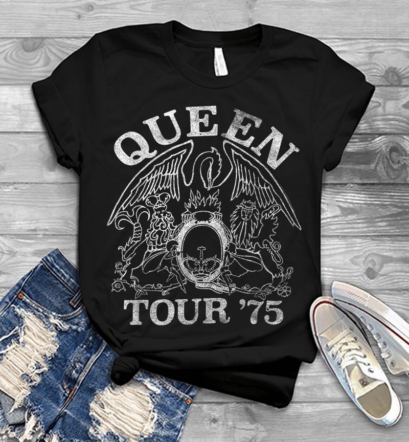 Queen Official Tour 75 Crest Logo Mens T-shirt