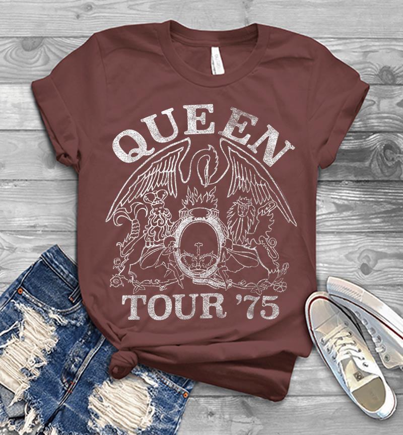 Inktee Store - Queen Official Tour 75 Crest Logo Mens T-Shirt Image