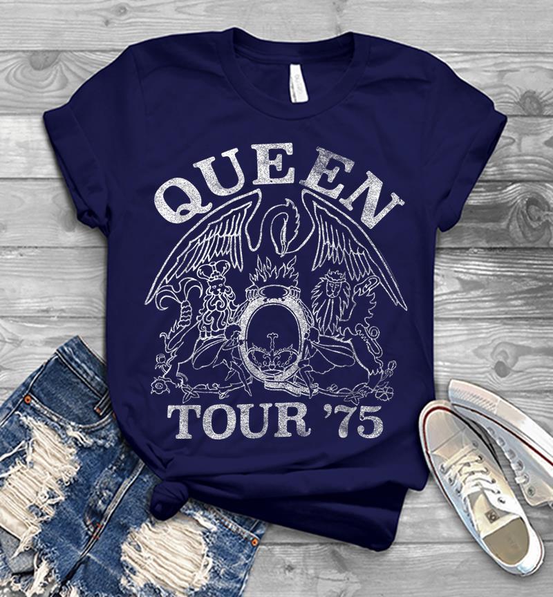 Inktee Store - Queen Official Tour 75 Crest Logo Mens T-Shirt Image