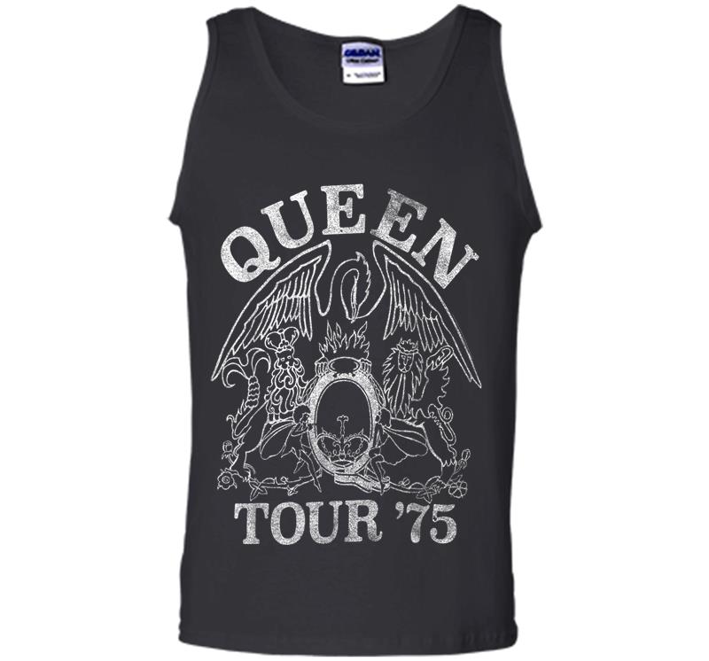 Inktee Store - Queen Official Tour 75 Crest Logo Mens Tank Top Image