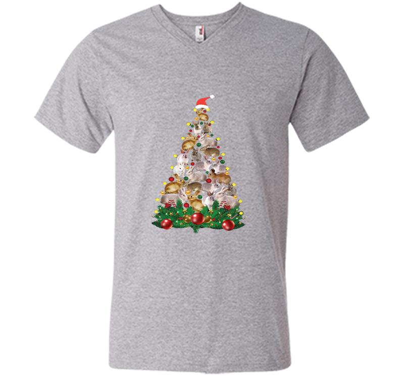 Inktee Store - Rabbit Santa Christmas Tree V-Neck T-Shirt Image