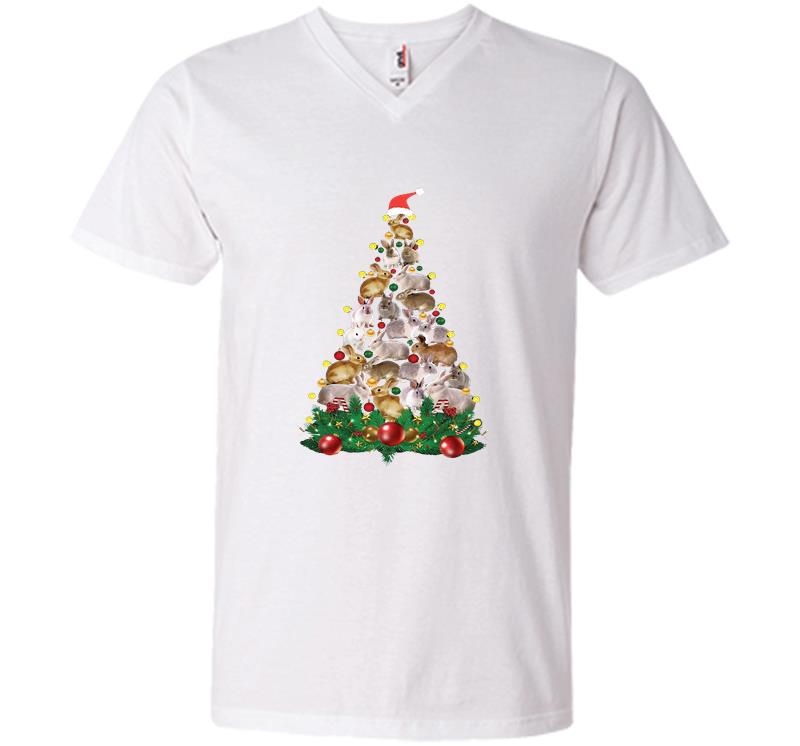 Inktee Store - Rabbit Santa Christmas Tree V-Neck T-Shirt Image
