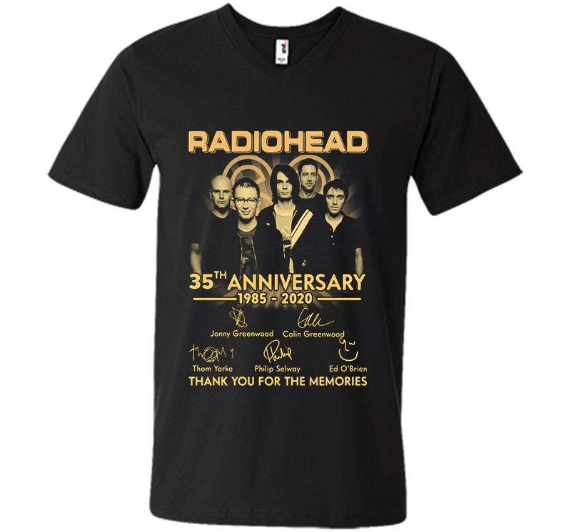 Radiohead Band 35Th Anniversary 1985-2020 Signature V-Neck T-Shirt