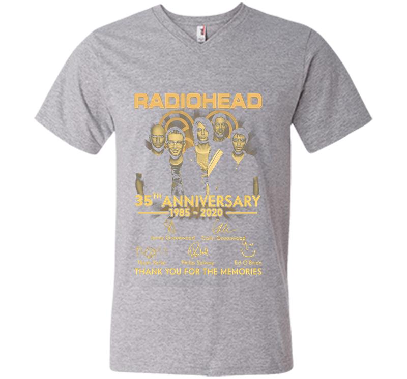 Inktee Store - Radiohead Band 35Th Anniversary 1985-2020 Signature V-Neck T-Shirt Image